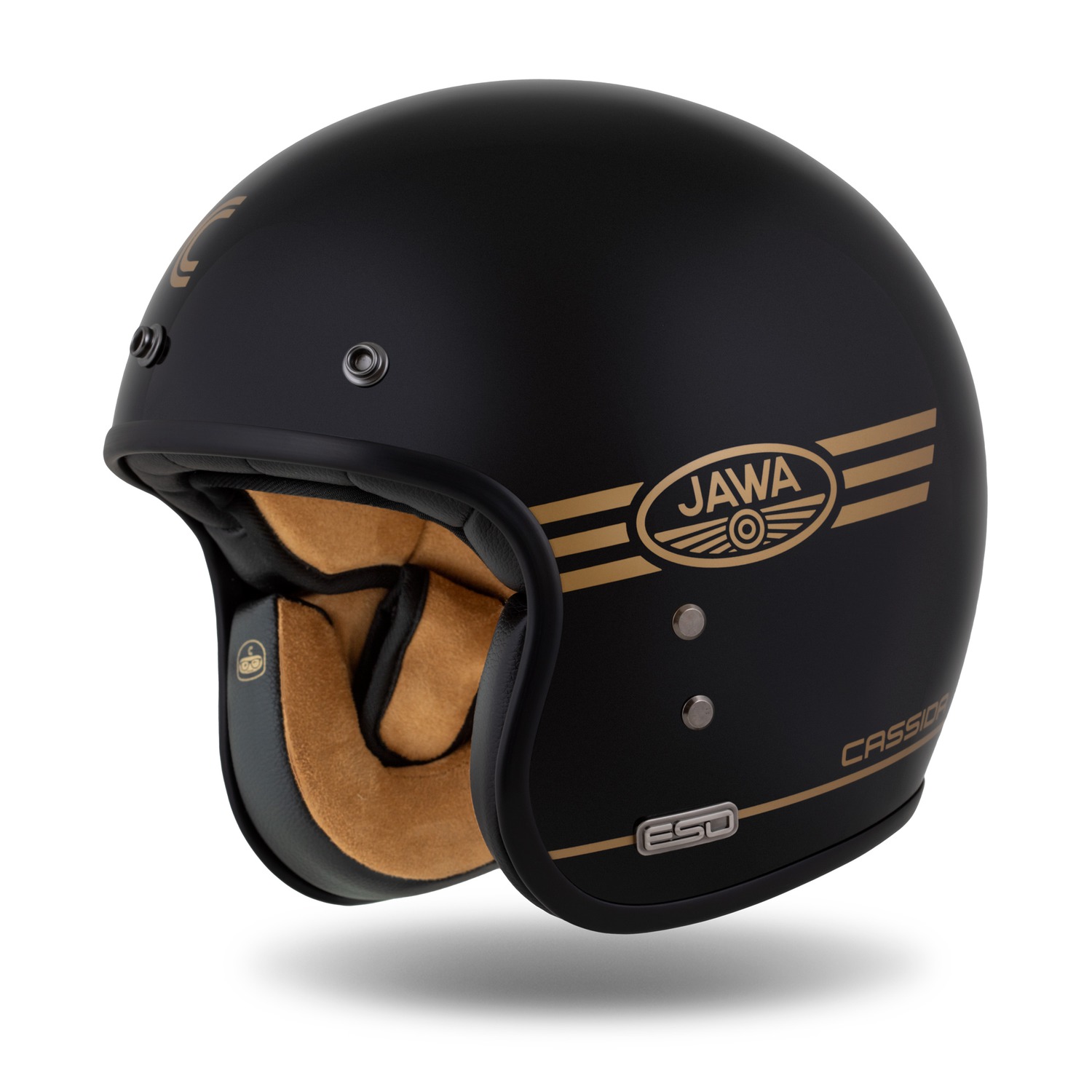 helmet Eso Jawa Pérák, CASSIDA (glossy pearl black/gold) 2025