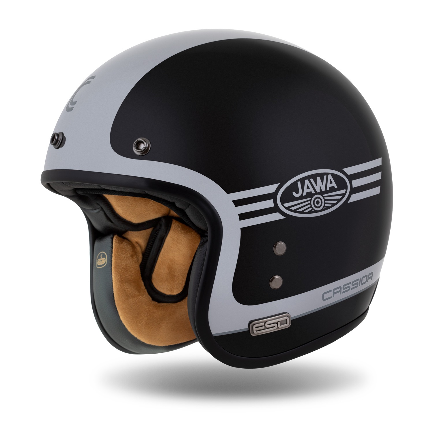 helmet Eso Jawa Panel, CASSIDA (glossy pearl black/anthracite/silver) 2025