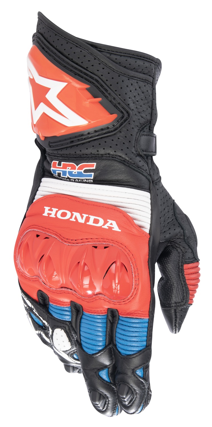 gloves GP PRO R 3 HONDA collection, ALPINESTARS (black/red fluo/blue/white) 2025