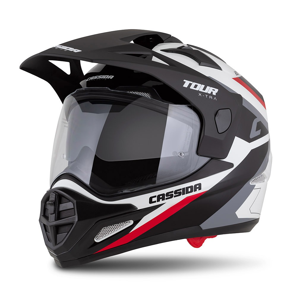 helmet Tour 2.0 X-tra, CASSIDA (white/red/black/black matt peak, Pinlock ready visor) 2025