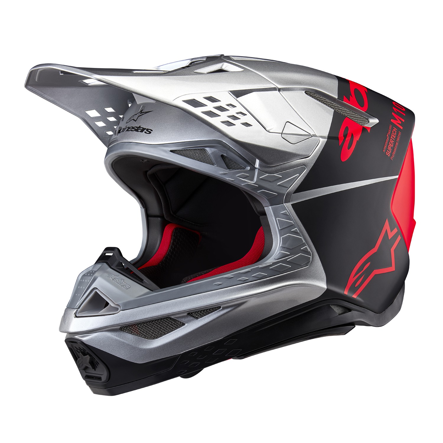 helmet SUPERTECH S-M10 FLOOD, ALPINESTARS (silver/black matt/orange fluo) 2025