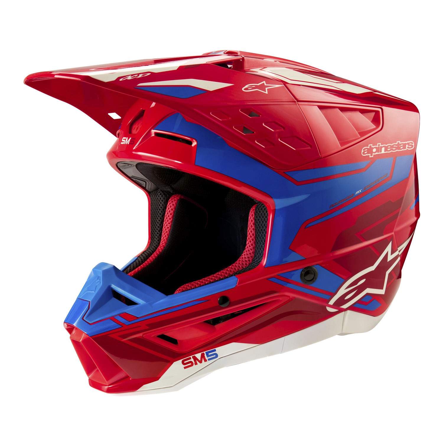 helmet S-M5 ACTION 2, ALPINESTARS (red fluo/blue) 2025