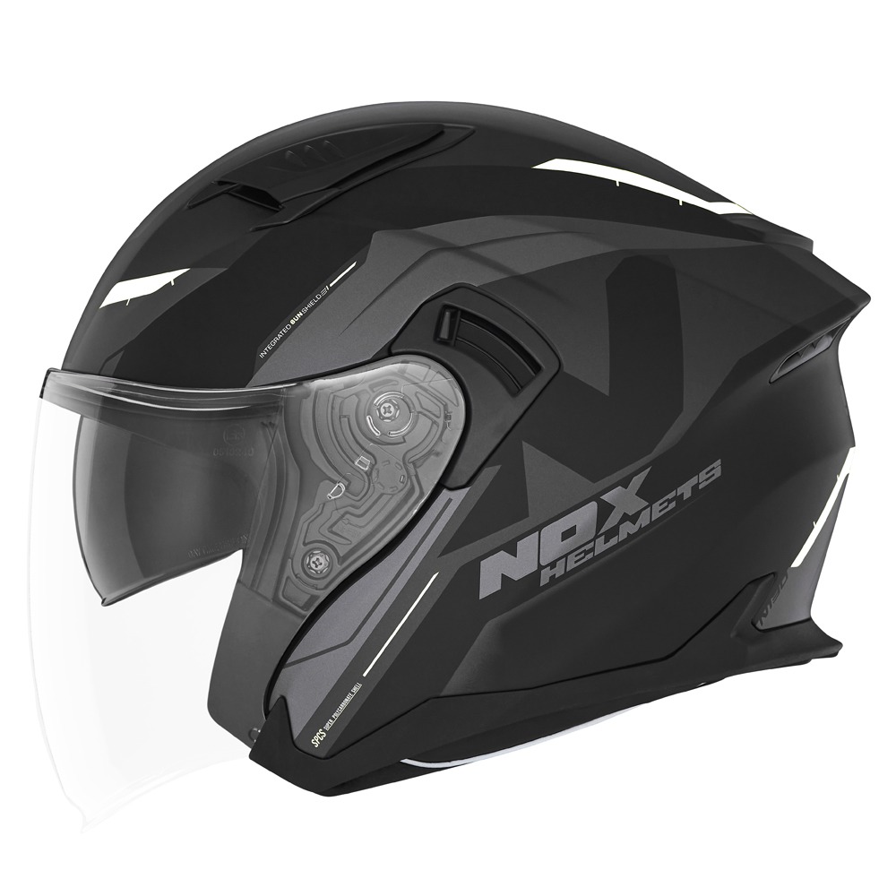 NOX HELMET JET N130 KLINT MATT BLACK WHITE
