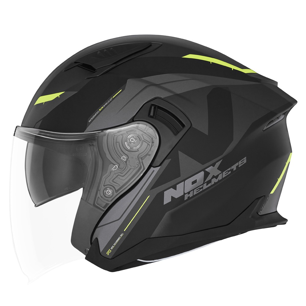 NOX HELMET JET N130 KLINT MATT BLACK YELLOW
