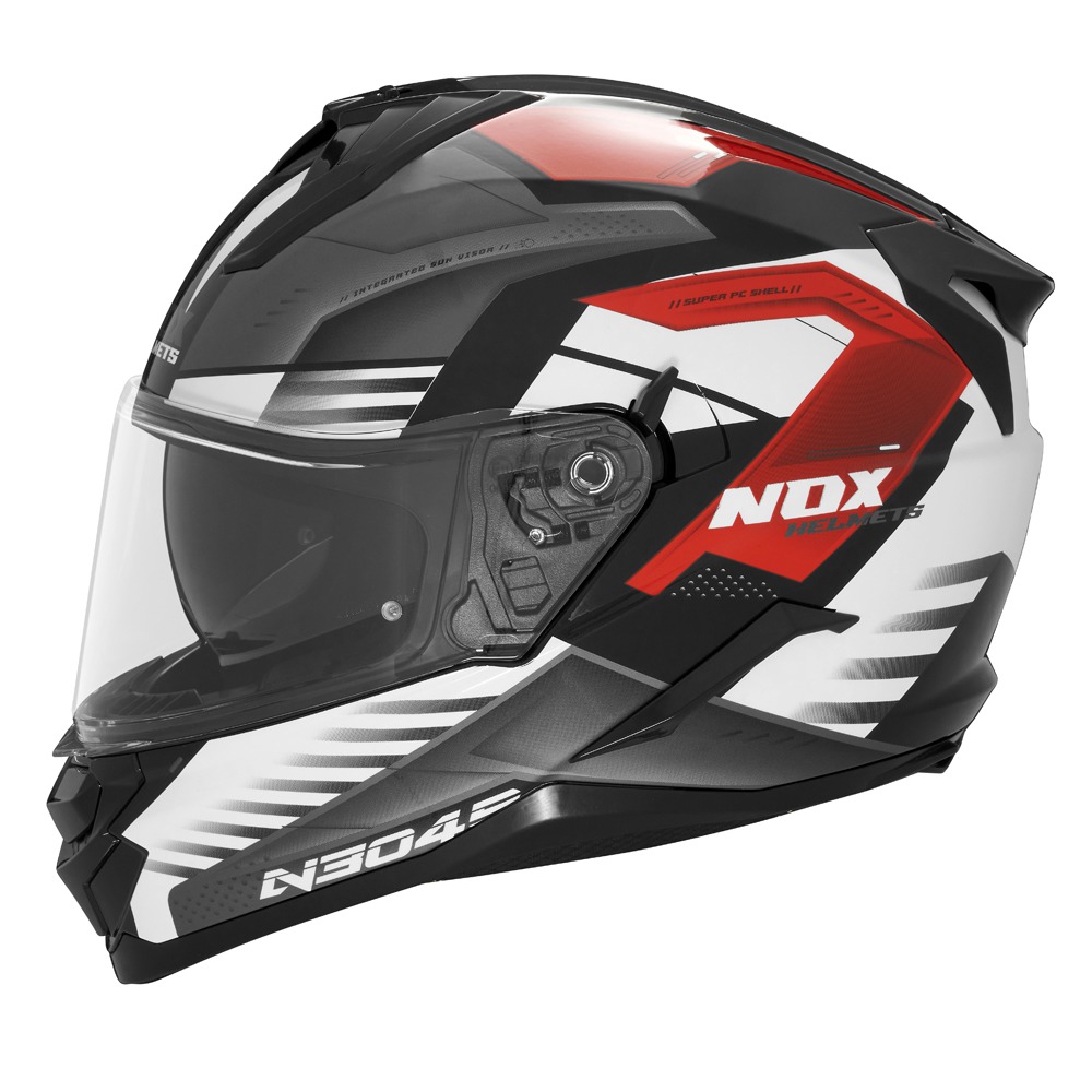 NOX HELMET FULL FACE N304S CARVER PEARL WHITE RED