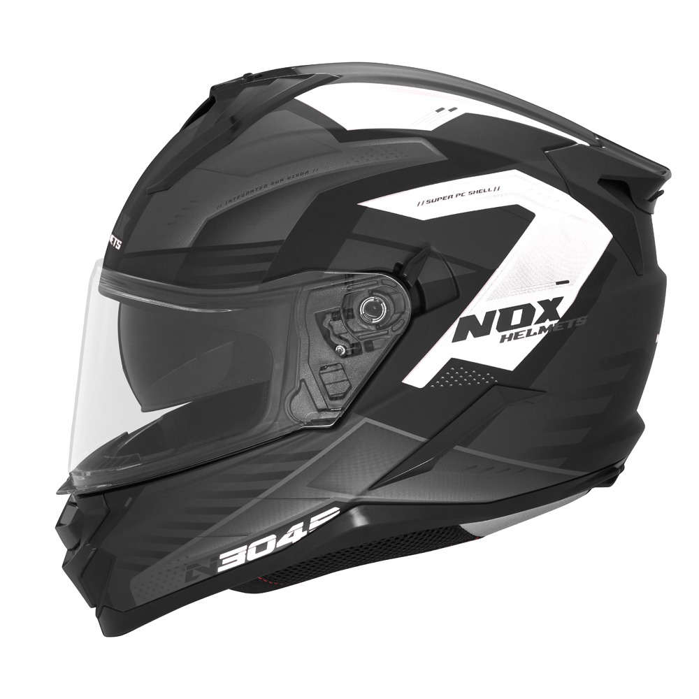 NOX HELMET FULL FACE N304S CARVER MATT BLACK WHITE