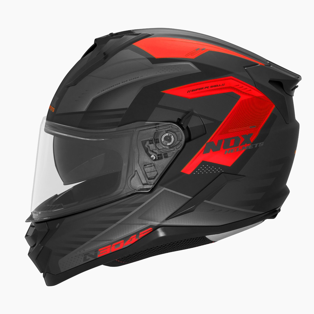 NOX HELMET FULL FACE N304S CARVER MATT BLACK RED