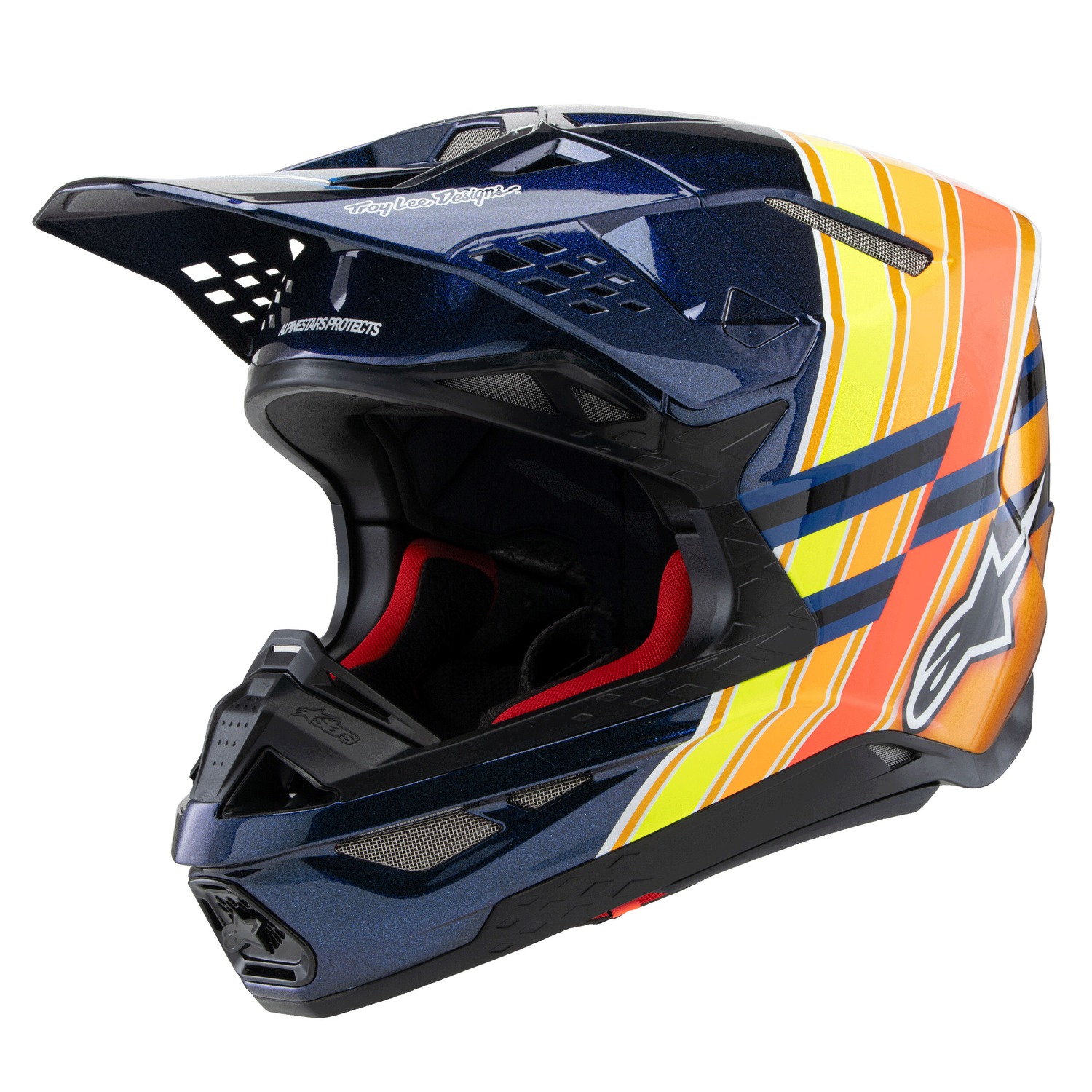 helmet SUPERTECH S-M10 edice TROY LEE DESIGNS, ALPINESTARS (blue pearl/orange fluo/yellow/red) 2025