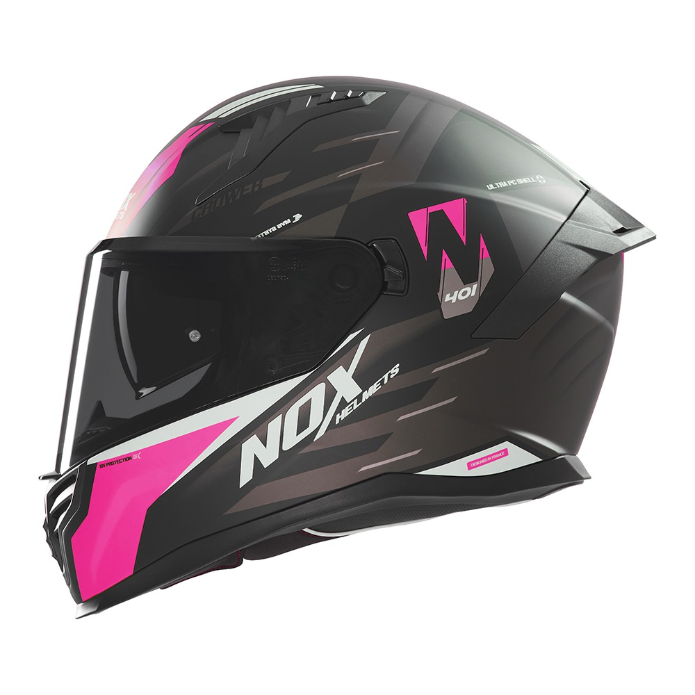 helmet N401 Crower, NOX (black matt, růžová) 2025