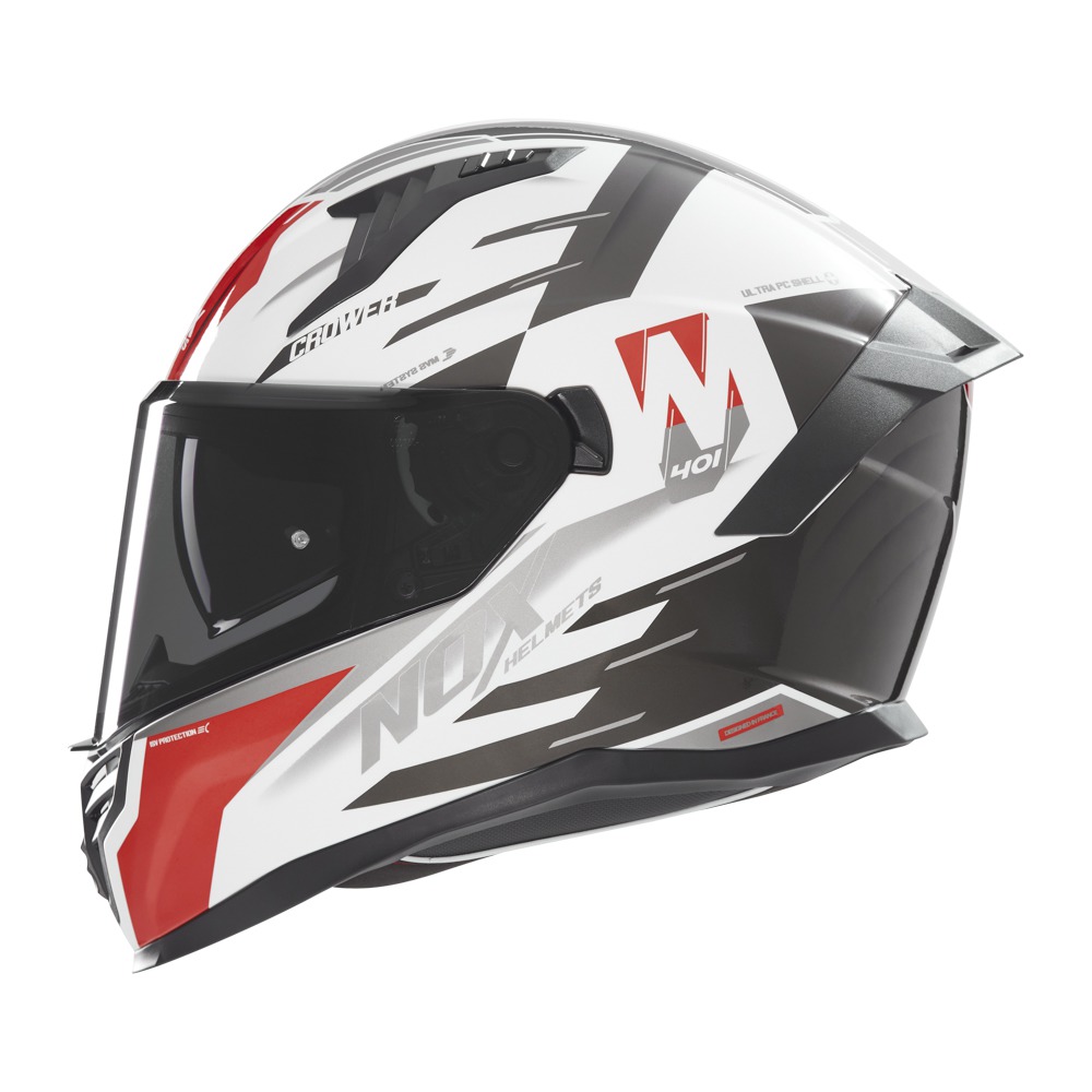 helmet N401 Crower, NOX (white,black,red) 2025